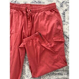 Womens Time And Tru XXL (20) Cargo Capri Joggers Coral Pull On Stretch Zip Ankle